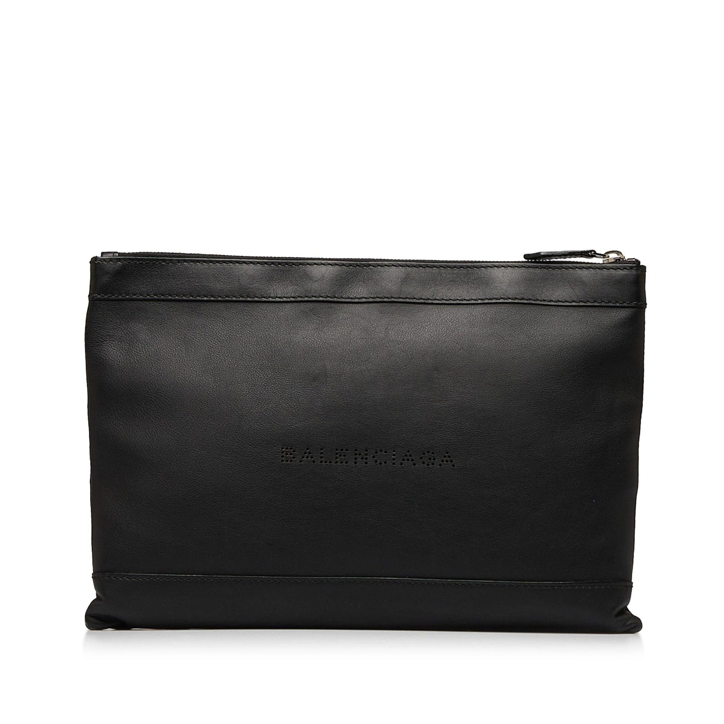 Luxury Balenciaga Punch Logo Navy Clip Clutch (SHG-8N4brT)