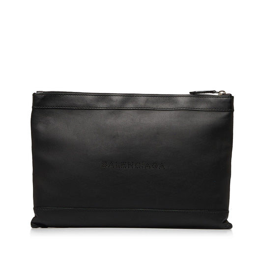 Luxury Balenciaga Punch Logo Navy Clip Clutch (SHG-8N4brT)