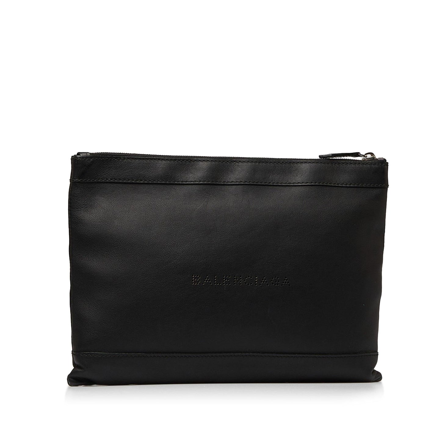 Luxury Balenciaga Punch Logo Navy Clip Clutch (SHG-8N4brT)