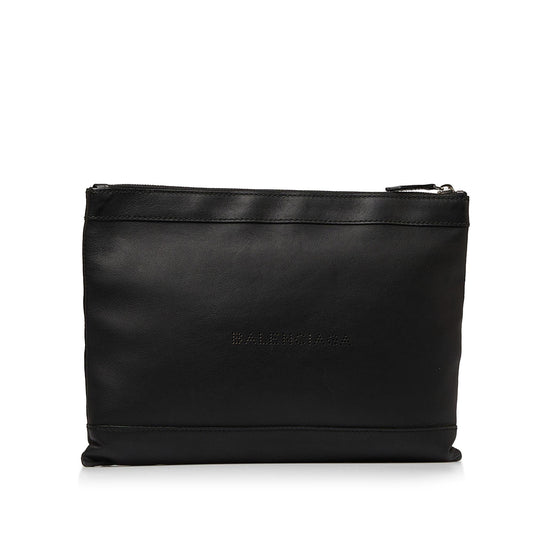 Luxury Balenciaga Punch Logo Navy Clip Clutch (SHG-8N4brT)