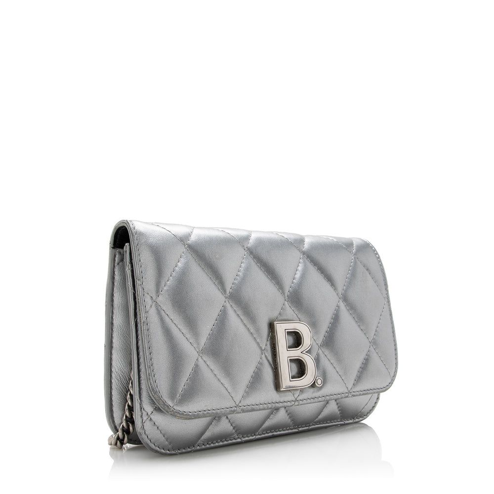 Luxury Balenciaga Quilted Metallic Leather B Dot Shoulder Bag (SHF-16927)
