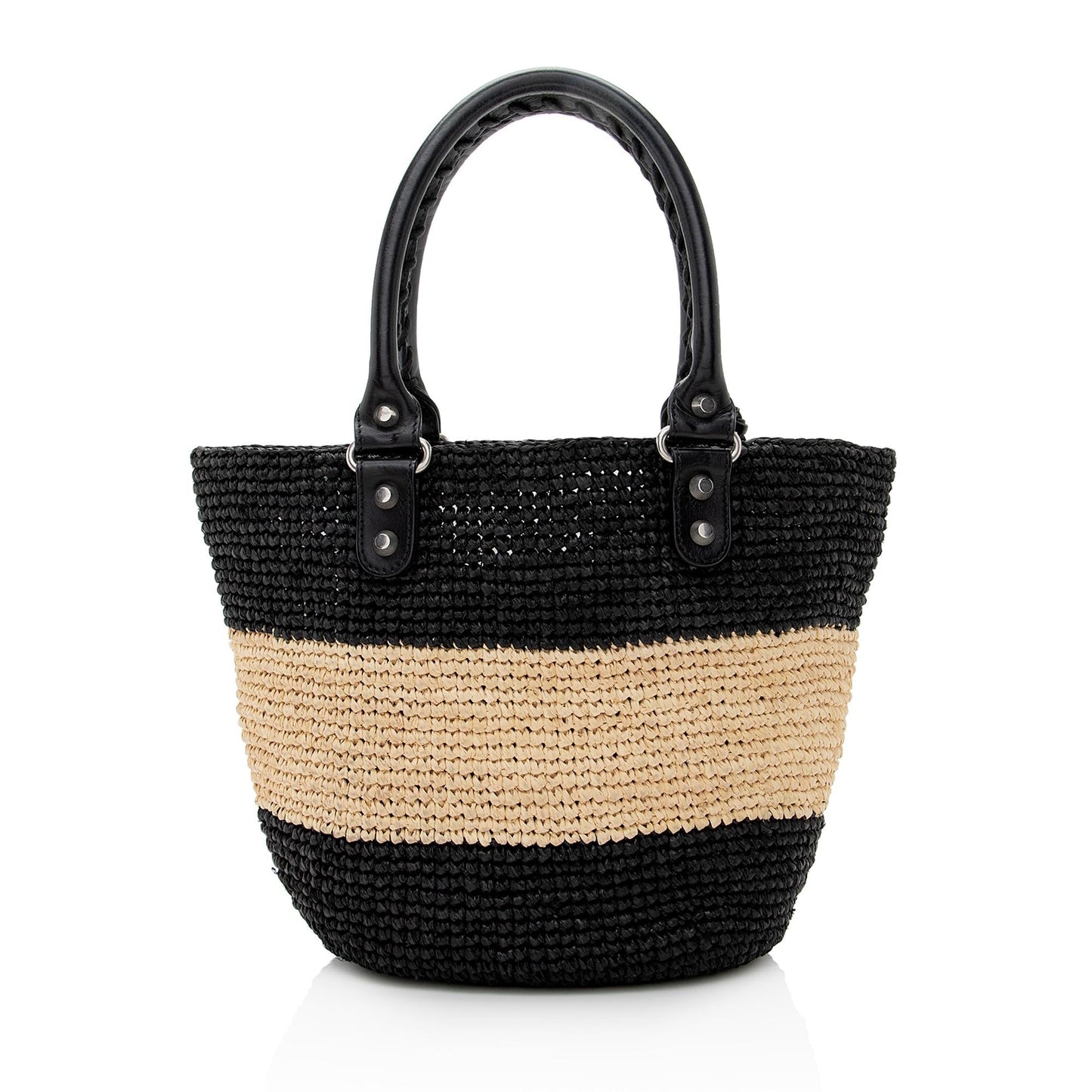 Luxury Balenciaga Raffia Striped Panier XS Tote (SHF-22896)