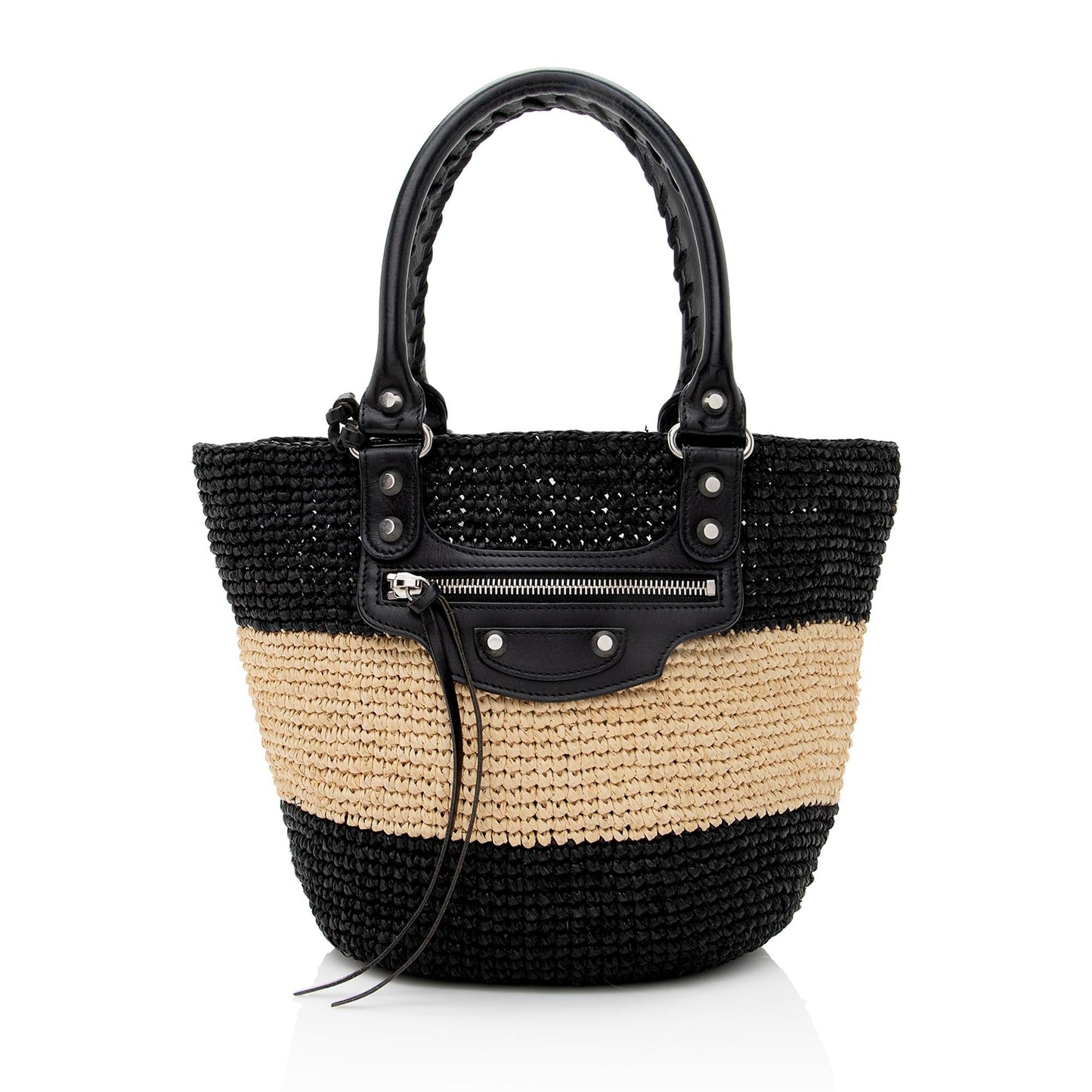 Luxury Balenciaga Raffia Striped Panier XS Tote (SHF-22896)