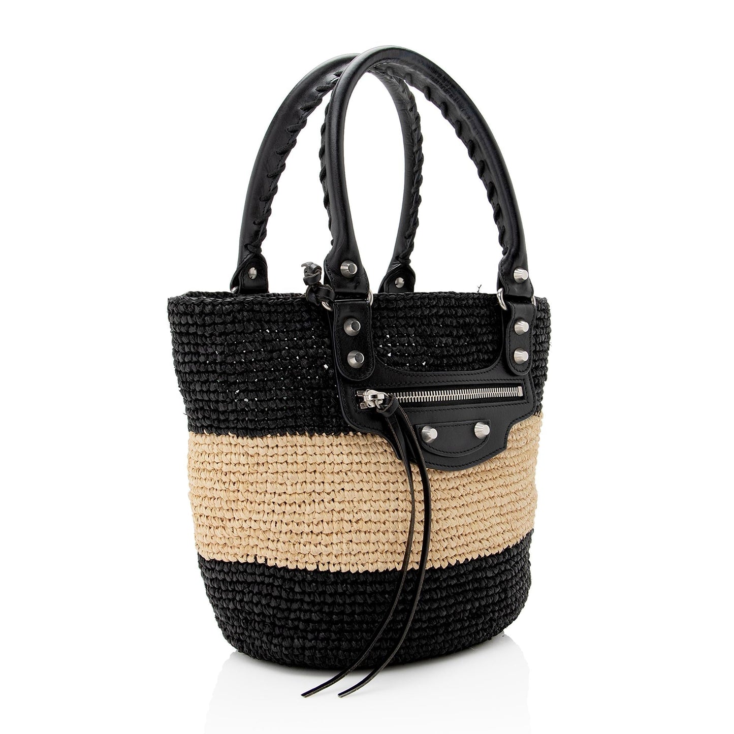 Luxury Balenciaga Raffia Striped Panier XS Tote (SHF-22896)