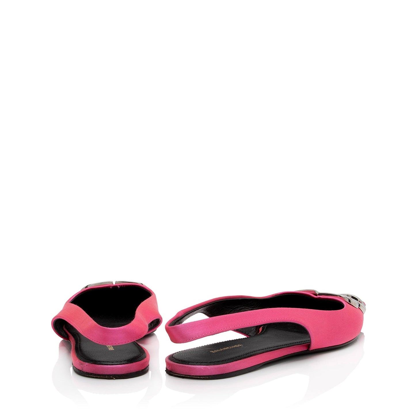 Luxury Balenciaga Satin BB Knife Slingback Flats - Size 6 / 36 (SHF-pCDQ06)