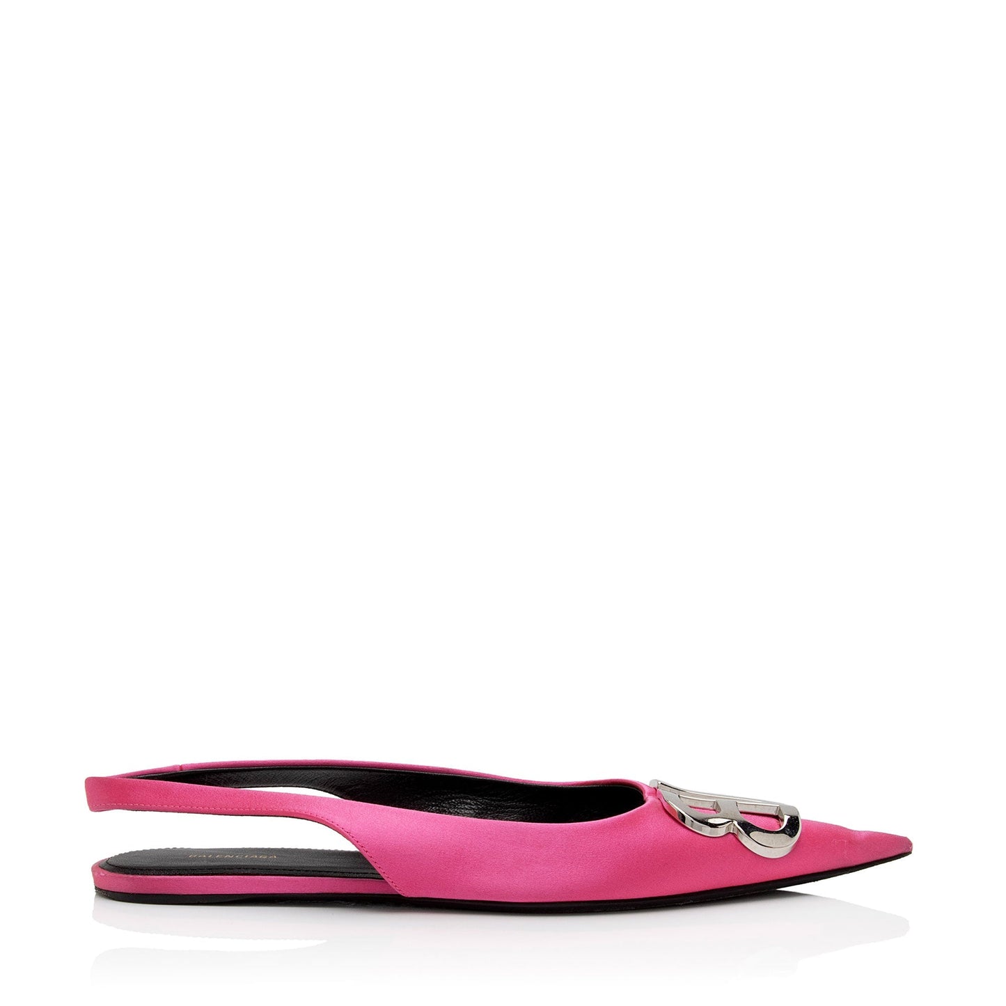 Luxury Balenciaga Satin BB Knife Slingback Flats - Size 6 / 36 (SHF-pCDQ06)