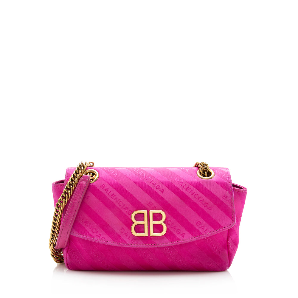 Luxury Balenciaga Satin Jacquard BB S Round Shoulder Bag - FINAL SALE (SHF-17069)