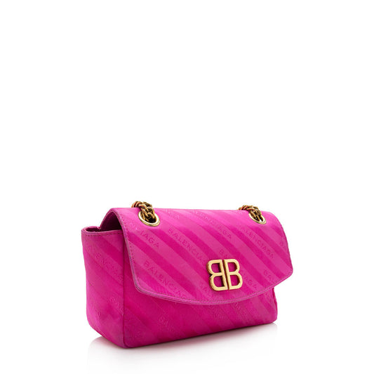 Luxury Balenciaga Satin Jacquard BB S Round Shoulder Bag - FINAL SALE (SHF-17069)