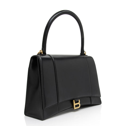Luxury Balenciaga Shiny Calfskin Hourglass Medium Satchel (SHF-T4GYIa)
