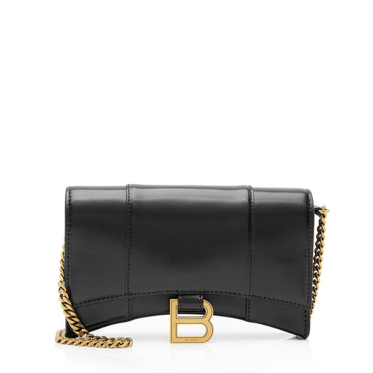 Luxury Balenciaga Shiny Calfskin Hourglass Wallet on Chain Bag (SHF-23824)