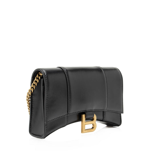 Luxury Balenciaga Shiny Calfskin Hourglass Wallet on Chain Bag (SHF-23824)