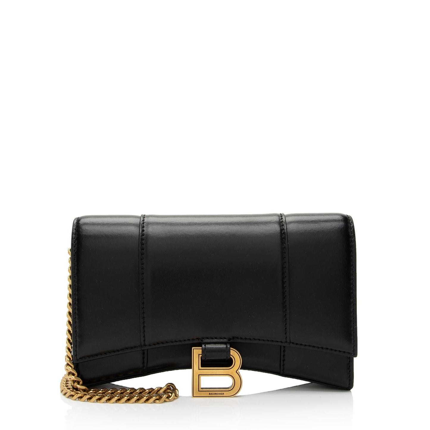 Luxury Balenciaga Shiny Calfskin Hourglass Wallet on Chain Bag (SHF-RgTbFx)