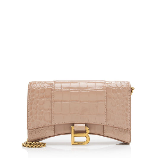 Luxury Balenciaga Shiny Croc Embossed Calfskin Hourglass Chain Bag (SHF-ZdcMW4)