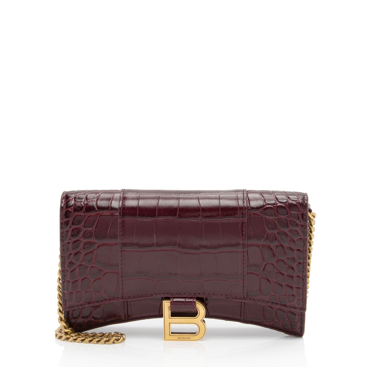 Luxury Balenciaga Shiny Croc Embossed Calfskin Hourglass Chain Bag (SHF-8zNGYk)