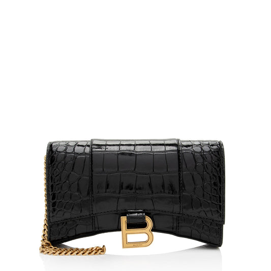 Luxury Balenciaga Shiny Croc Embossed Calfskin Hourglass Chain Bag (SHF-Le4cT4)