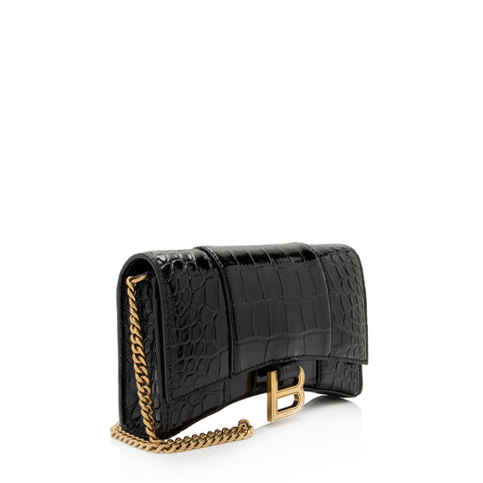Luxury Balenciaga Shiny Croc Embossed Calfskin Hourglass Chain Bag (SHF-Le4cT4)