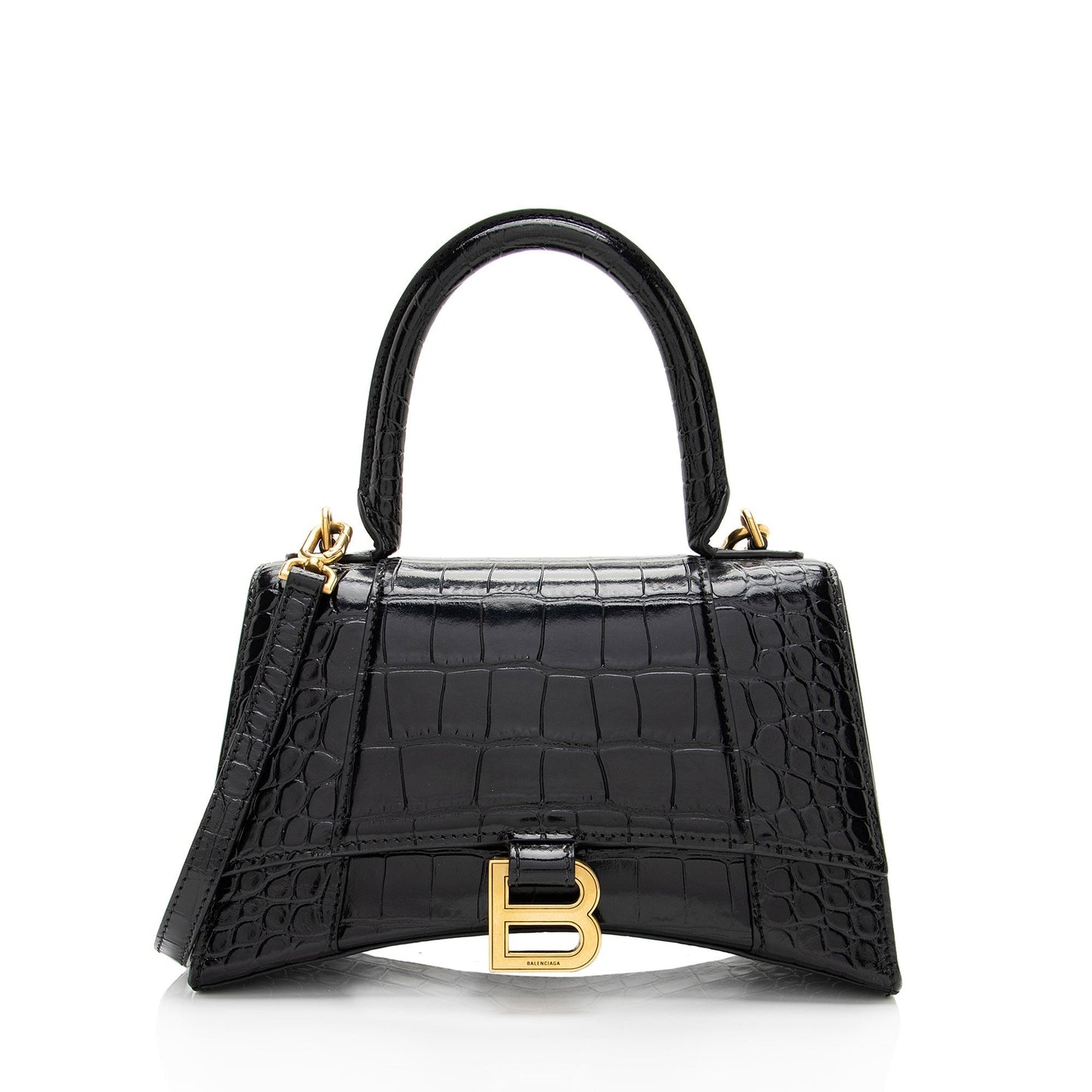 Luxury Balenciaga Shiny Croc Embossed Calfskin Hourglass Small Top Handle (SHF-4EXjgI)