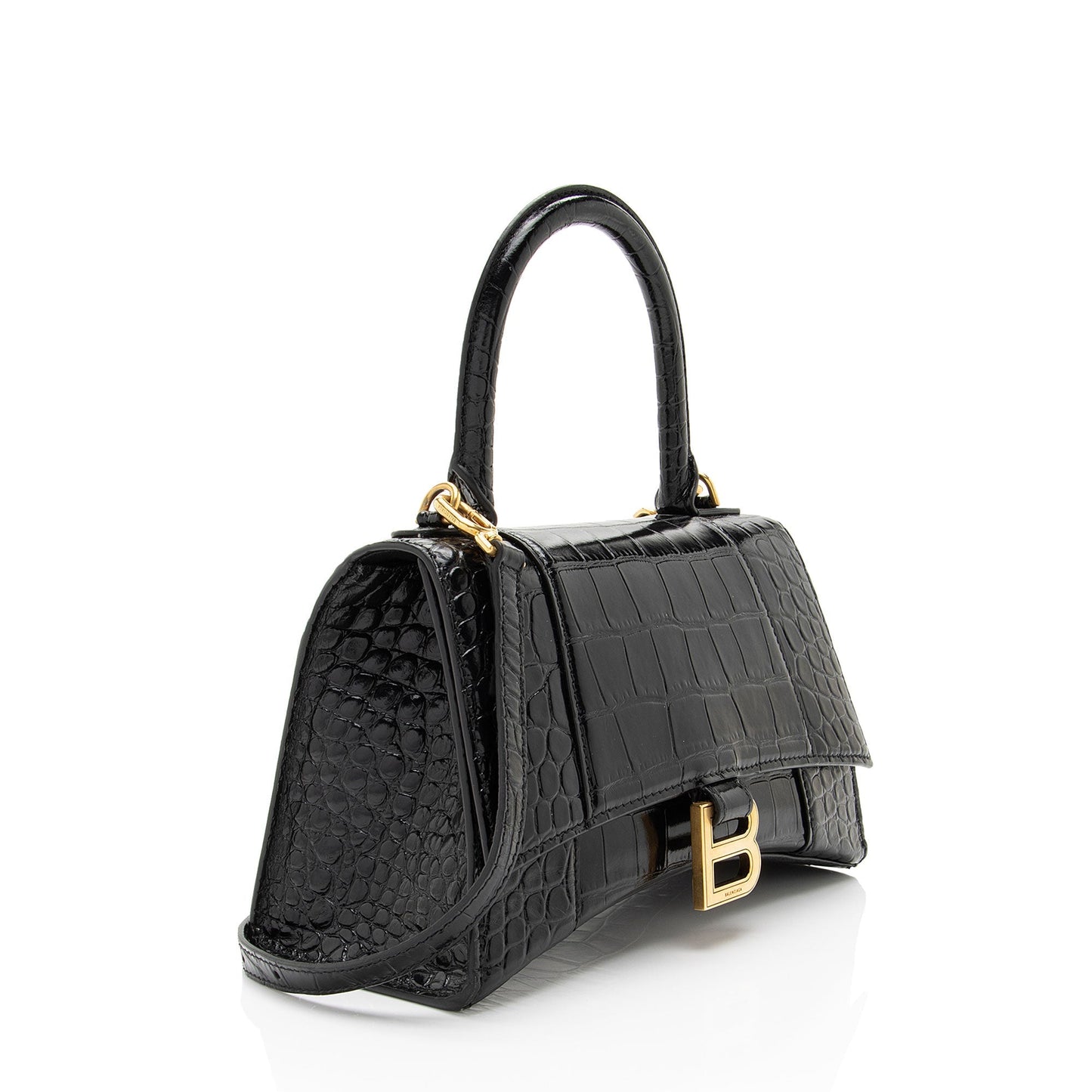Luxury Balenciaga Shiny Croc Embossed Calfskin Hourglass Small Top Handle (SHF-4EXjgI)