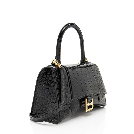 Luxury Balenciaga Shiny Croc Embossed Calfskin Hourglass Small Top Handle (SHF-4EXjgI)
