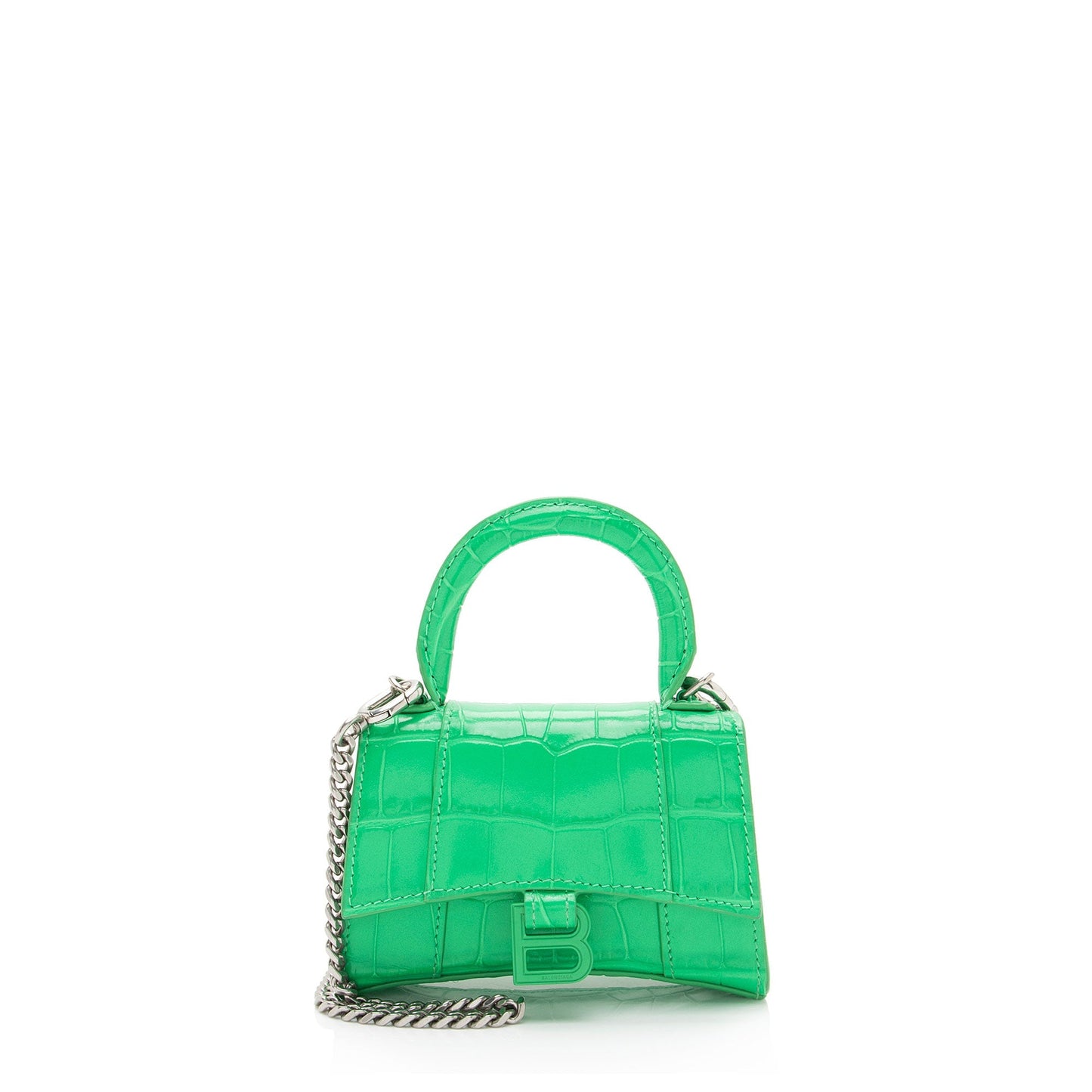 Luxury Balenciaga Shiny Croc Embossed Calfskin Hourglass Super Nano Top Handle (SHF-c6OAtN)