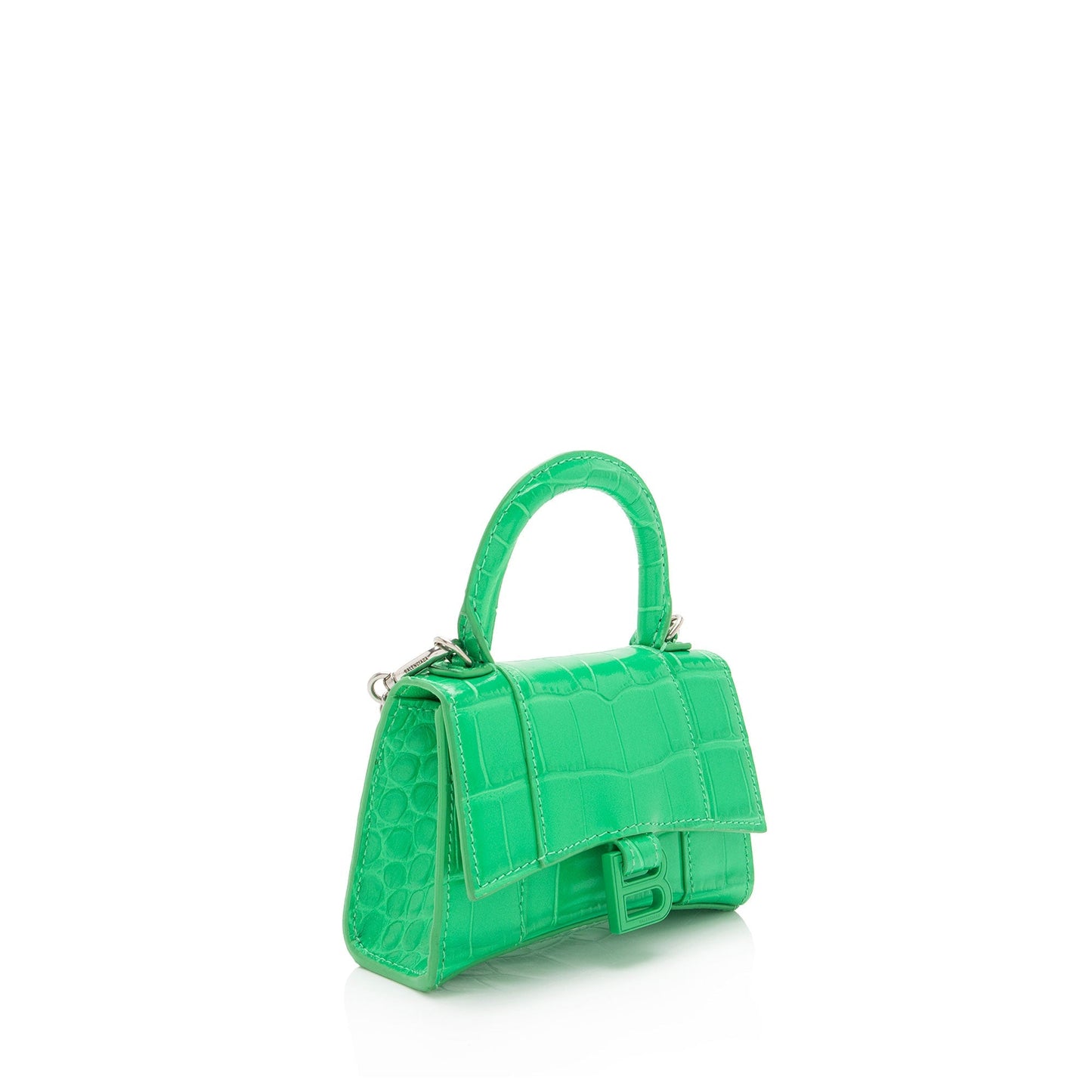 Luxury Balenciaga Shiny Croc Embossed Calfskin Hourglass Super Nano Top Handle (SHF-c6OAtN)