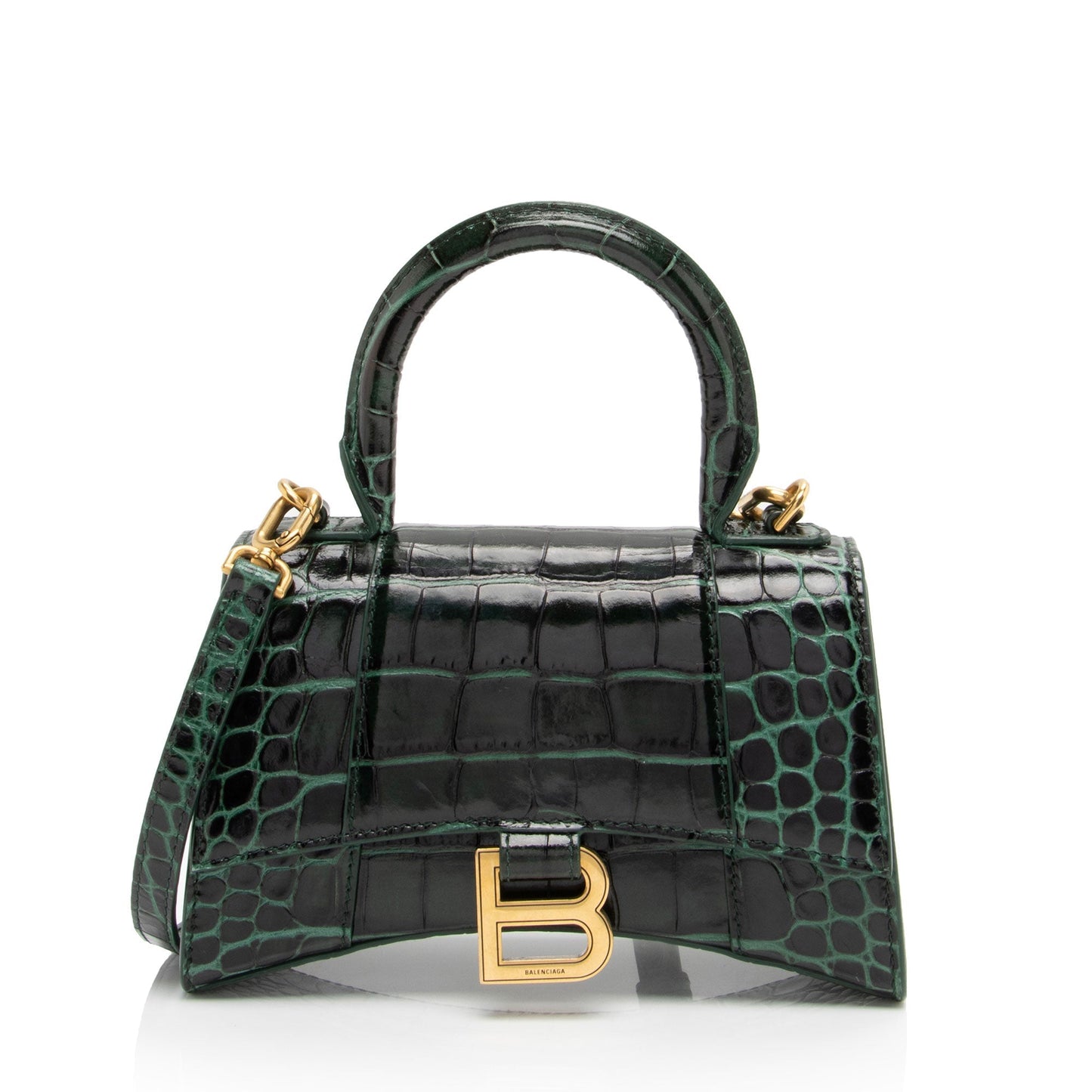 Luxury Balenciaga Shiny Croc Embossed Calfskin Hourglass XS Satchel (SHF-7TCss3)