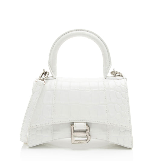 Luxury Balenciaga Shiny Croc Embossed Calfskin Hourglass XS Top Handle (SHF-phP4Bs)