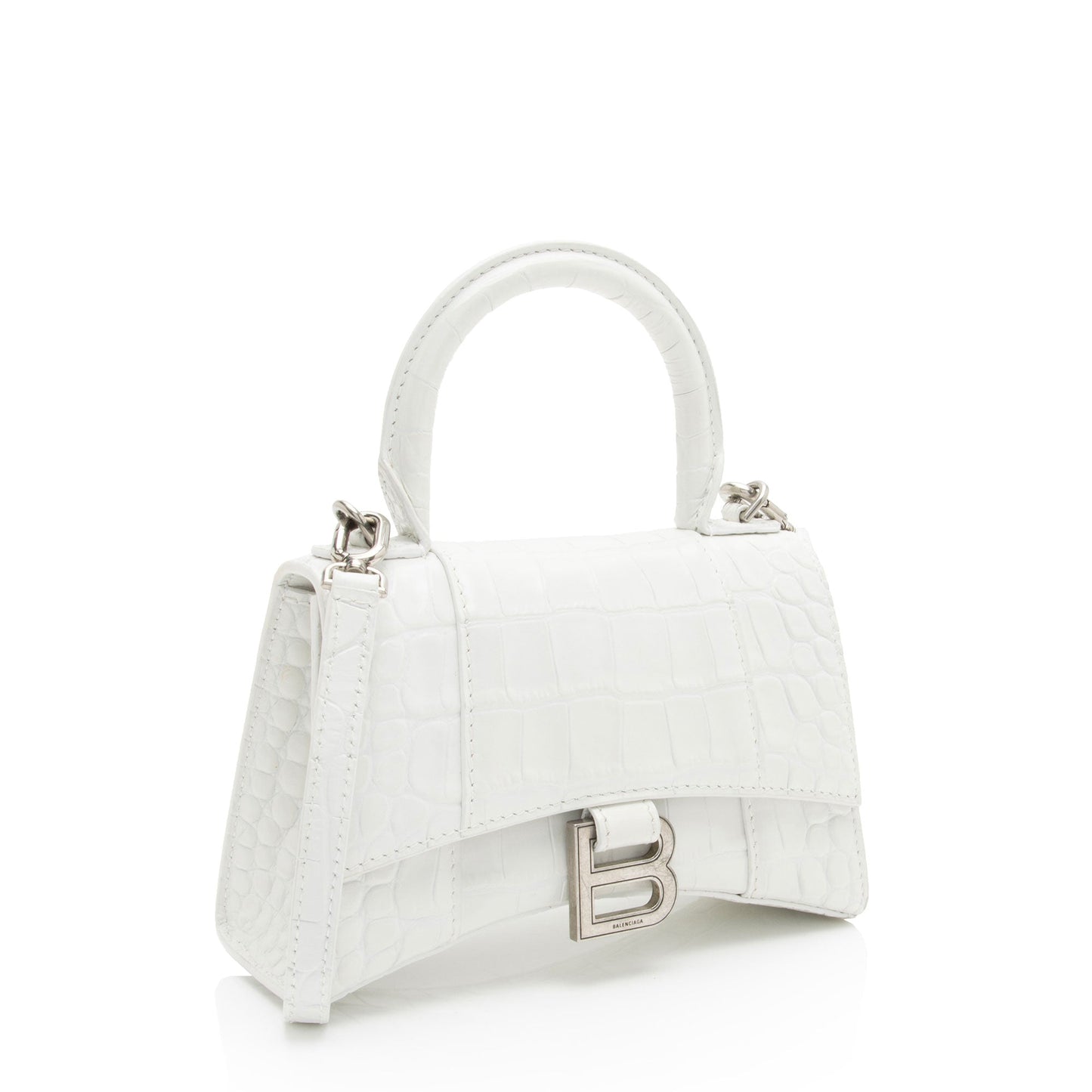 Luxury Balenciaga Shiny Croc Embossed Calfskin Hourglass XS Top Handle (SHF-phP4Bs)