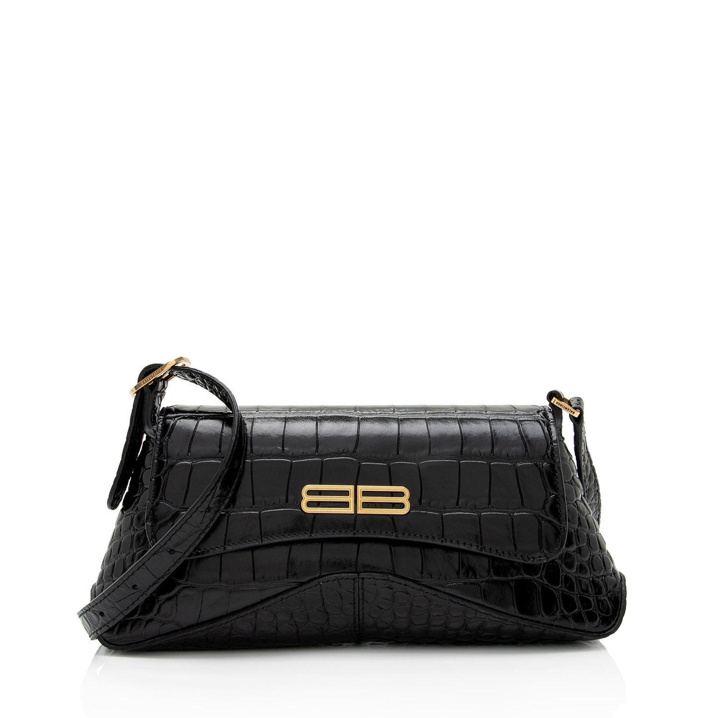 Luxury Balenciaga Shiny Croc Embossed Calfskin XX Small Flap Bag (SHF-HmNLTl)