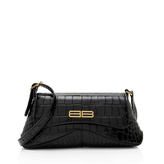 Luxury Balenciaga Shiny Croc Embossed Calfskin XX Small Flap Bag (SHF-HmNLTl)