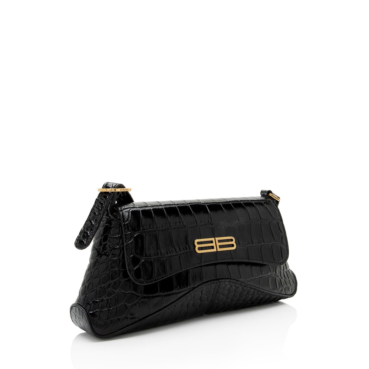 Luxury Balenciaga Shiny Croc Embossed Calfskin XX Small Flap Bag (SHF-HmNLTl)