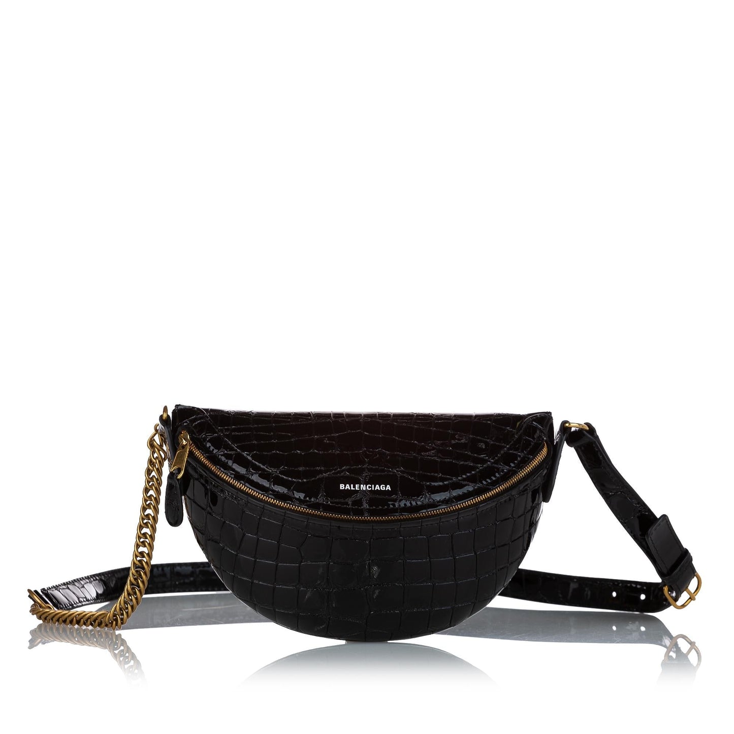 Luxury Balenciaga Souvenir Embossed Patent Leather Belt Bag (SHG-27024)