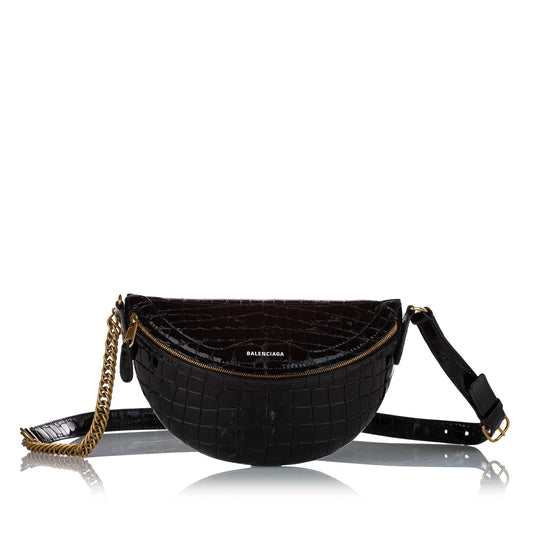 Luxury Balenciaga Souvenir Embossed Patent Leather Belt Bag (SHG-27024)