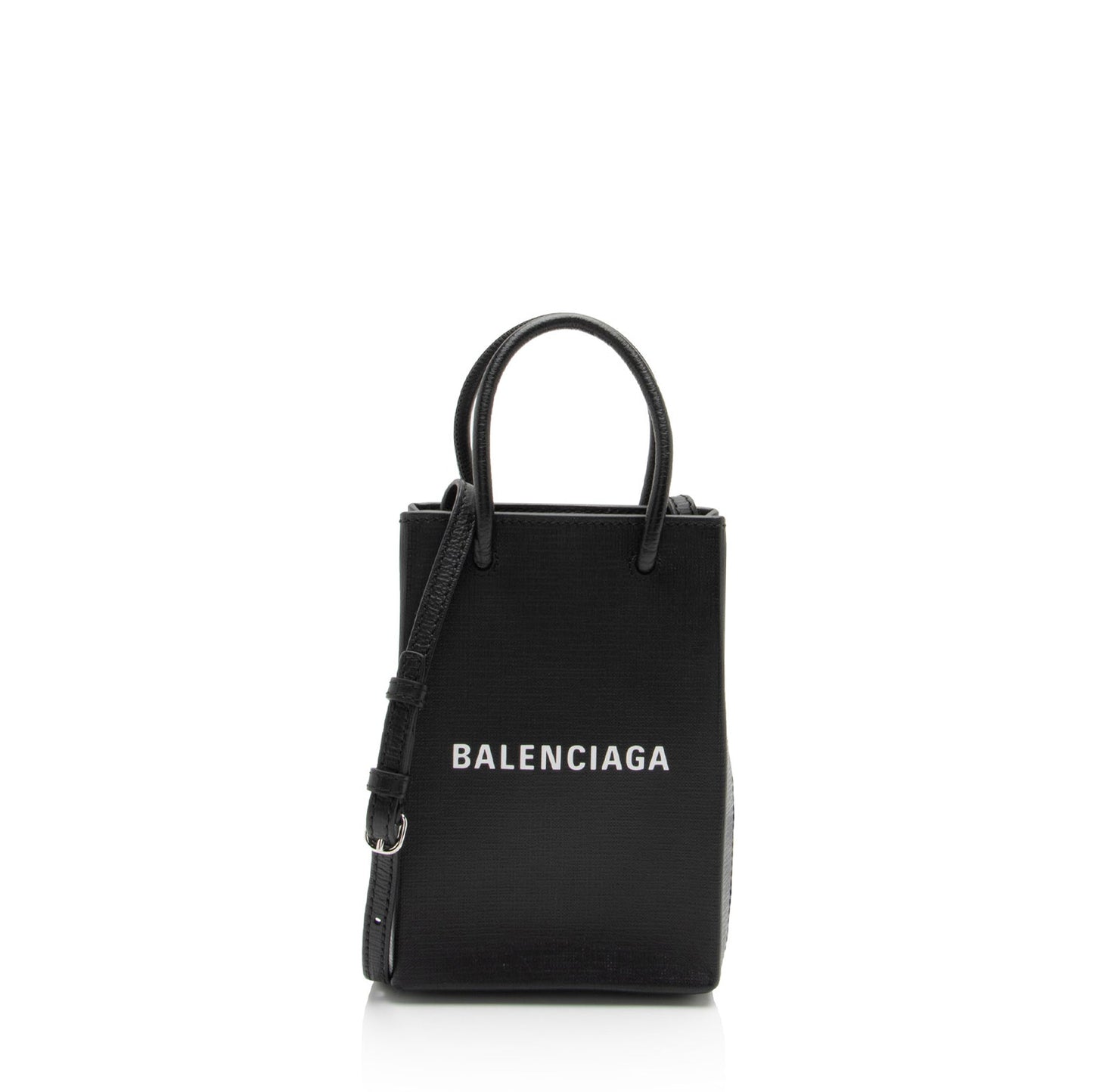 Luxury Balenciaga Textured Calfskin Phone Holder Crossbody (SHF-vPnMbh)