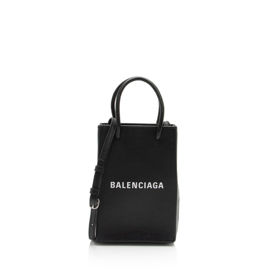 Luxury Balenciaga Textured Calfskin Phone Holder Crossbody (SHF-vPnMbh)
