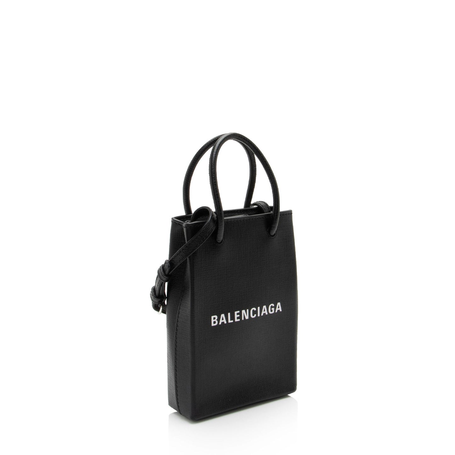 Luxury Balenciaga Textured Calfskin Phone Holder Crossbody (SHF-vPnMbh)