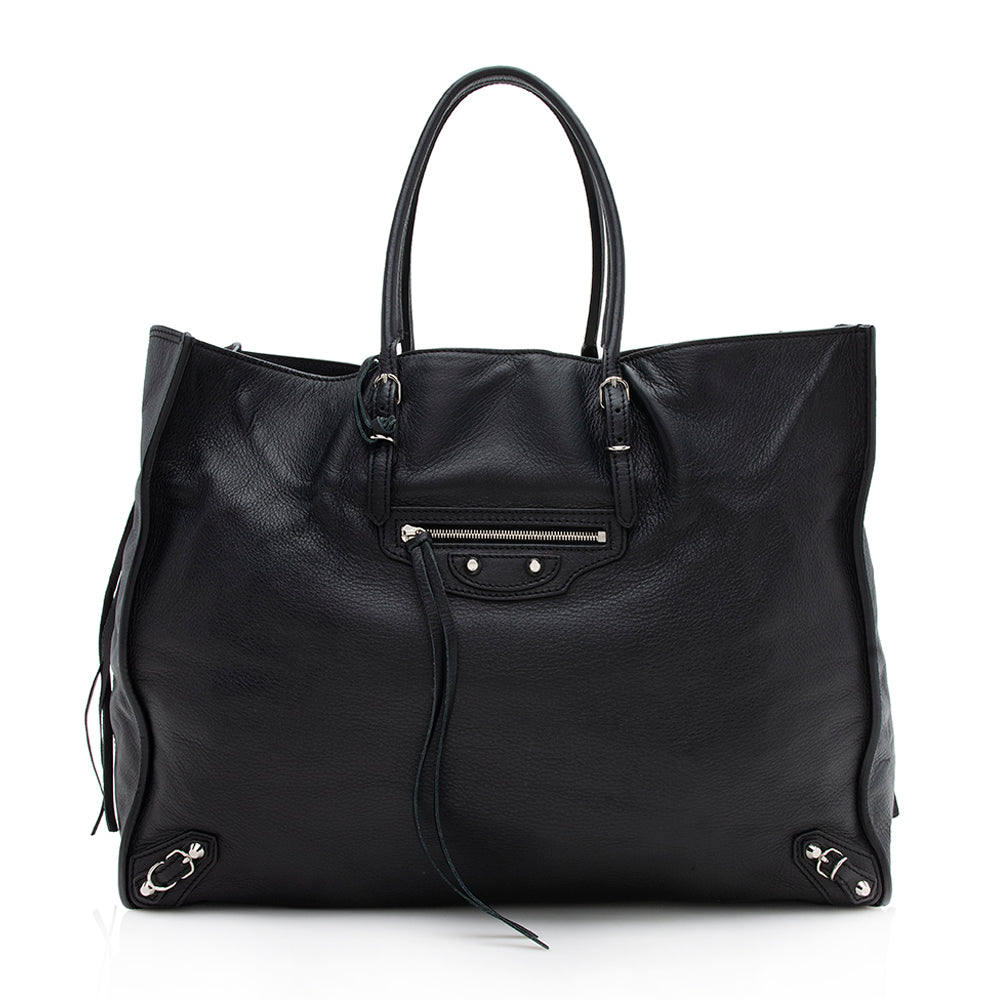 Luxury Balenciaga Veau Leather Papier A4 Zip Around Tote (SHF-12250)