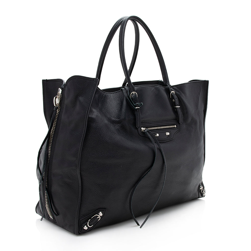 Luxury Balenciaga Veau Leather Papier A4 Zip Around Tote (SHF-12250)