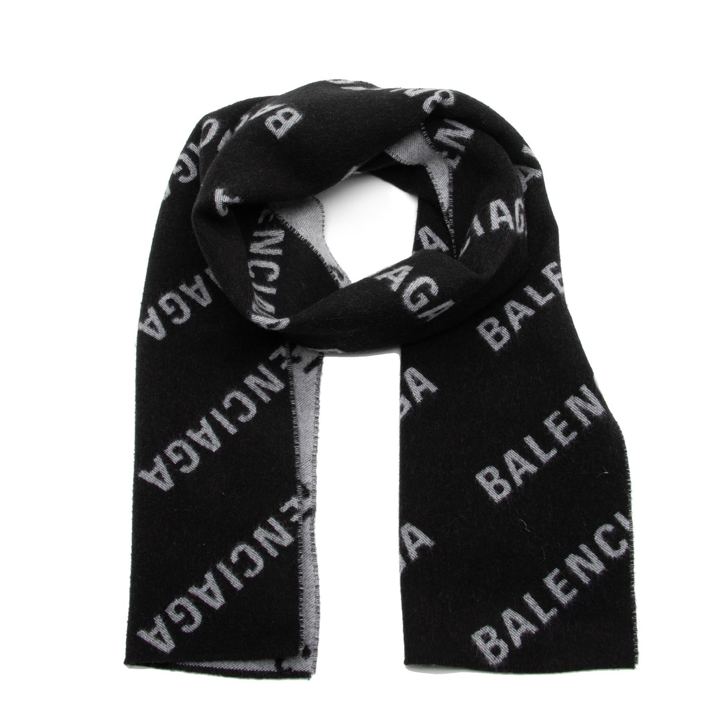 Luxury Balenciaga Wool Allover Logo Scarf (SHF-23945)