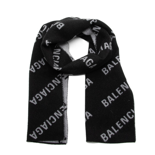 Luxury Balenciaga Wool Allover Logo Scarf (SHF-23945)