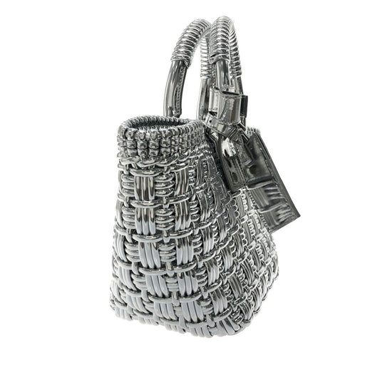 Luxury Balenciaga XS Mettalic Woven Bistrot Panier Tote (SHG-iHAY00)