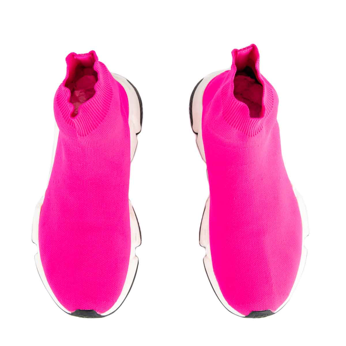 Luxury Balenciaga Neon Pink BB Sock Sneakers Size US 8 | EU 38