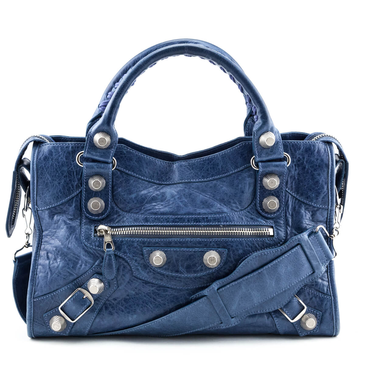 Luxury Balenciaga Ocean Goatskin Giant 21 Silver City Bag