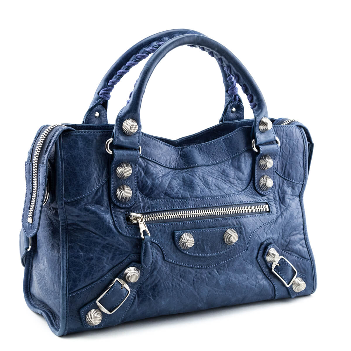 Luxury Balenciaga Ocean Goatskin Giant 21 Silver City Bag