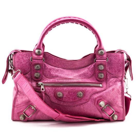 Luxury Balenciaga Sorbet Agneau Silver Giant 21 City Bag