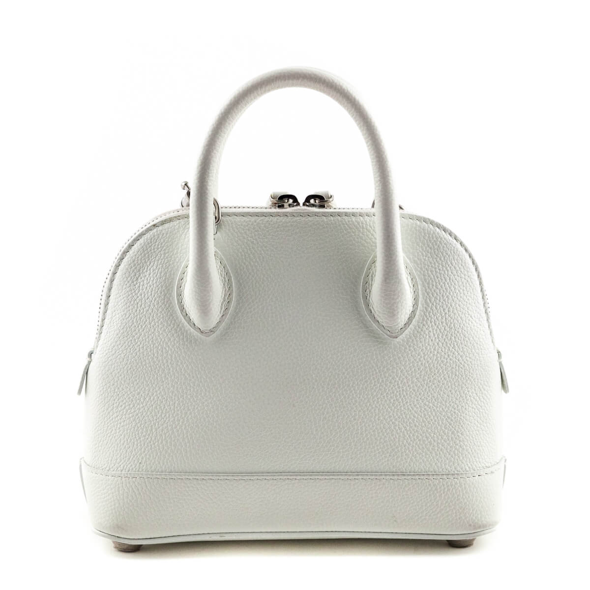 Luxury Balenciaga White Grained Calfskin XXS Ville Top Handle Bag