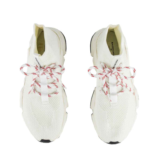 Luxury Balenciaga White Lace Up Speed Trainer Sock Sneakers Size US 9 | EU 39
