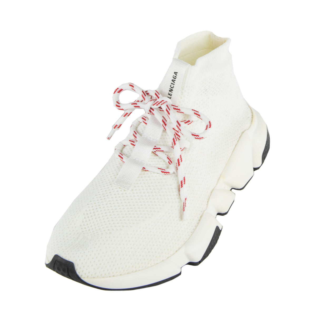 Luxury Balenciaga White Lace Up Speed Trainer Sock Sneakers Size US 9 | EU 39
