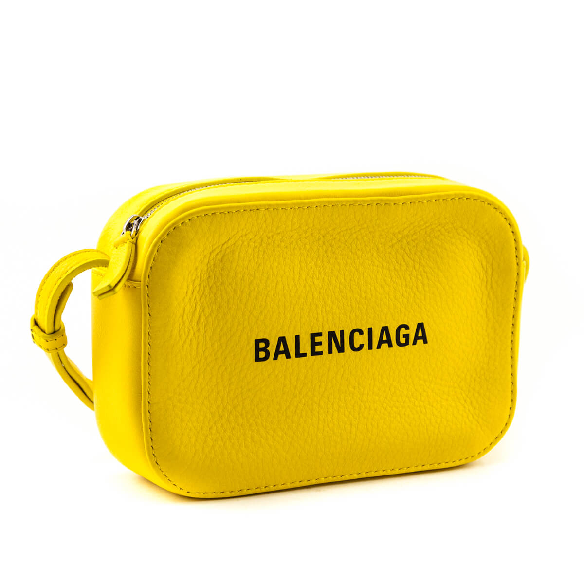 Luxury Balenciaga Yellow Calfskin Logo XS Everyday Camera Bag