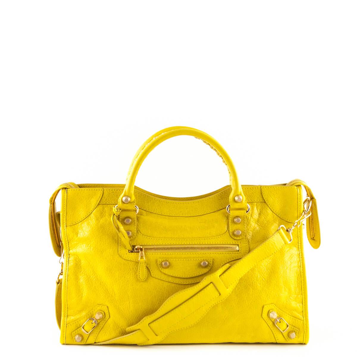 Luxury Balenciaga Curry Lambskin Giant 12 Gold City Bag